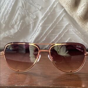 Quay Rose Gold Aviator Sunglasses
